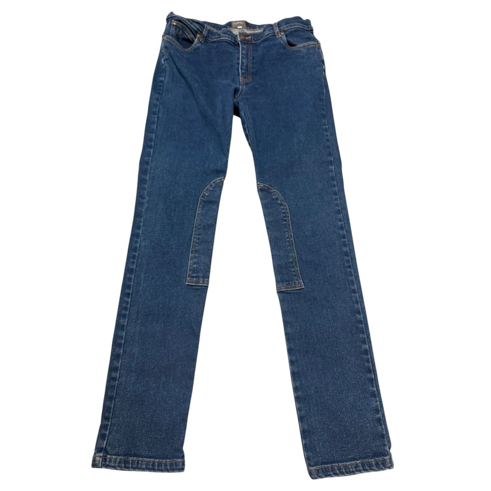 Ovation Women Denim Riding Breeches Blue Knee Patch Equestrian Pants Size 34
